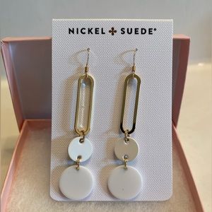 Brand new, with tag, gold and white earrings.